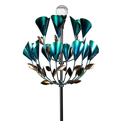 Evergreen Enterprises Calla Lily Solar Metal Wind Spinner 74-Inch Outdoor Decor