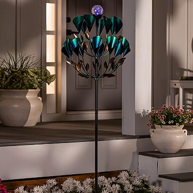 Evergreen Enterprises Calla Lily Solar Metal Wind Spinner 74-Inch Outdoor Decor