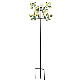 Evergreen Enterprises Bird & Leaves Solar Wind Spinner Outdoor Decor 80-Inch