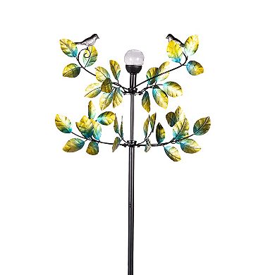 Evergreen Enterprises Bird & Leaves Solar Wind Spinner Outdoor Decor 80-Inch