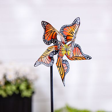 Evergreen Enterprises Monarch Butterfly Metal Wind Spinner Outdoor Decor 48-Inch