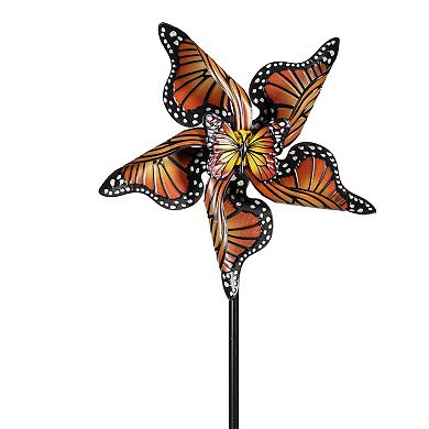 Evergreen Enterprises Monarch Butterfly Metal Wind Spinner Outdoor Decor 48-Inch