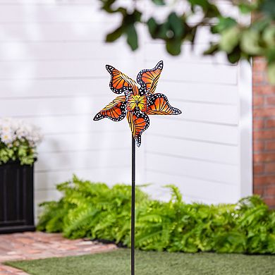 Evergreen Enterprises Monarch Butterfly Metal Wind Spinner Outdoor Decor 48-Inch