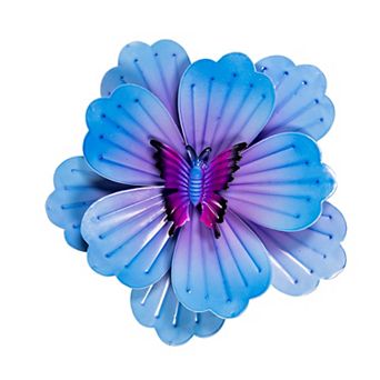 Evergreen Enterprises 13-Inch Metal Blooming Butterfly Wall Spinner Wall Decor