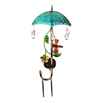 Evergreen Enterprises Jeweled Umbrella Solar Garden Stake 17-Inch Outdoor Decor