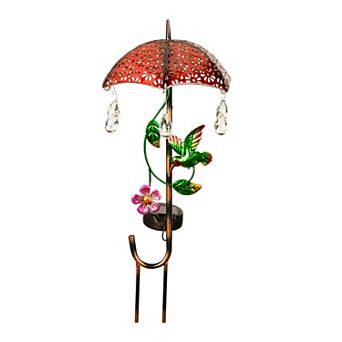 Evergreen Enterprises Jeweled Umbrella Solar Garden Stake 17-Inch Outdoor Decor