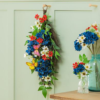 Evergreen Enterprises Artificial American Classic Floral & Butterfly Hanging Swag