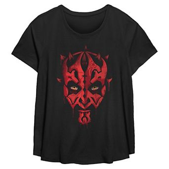 Women's Plus Disney’s Darth Maul Graphic Short Sleeve Scoop Hem Flow Tee