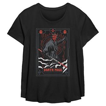 Women's Plus Disney’s Darth Maul Graphic Short Sleeve Scoop Hem Flow Tee