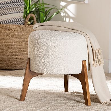 Baxton Studio Elkie Round Upholstered Ottoman Footstool