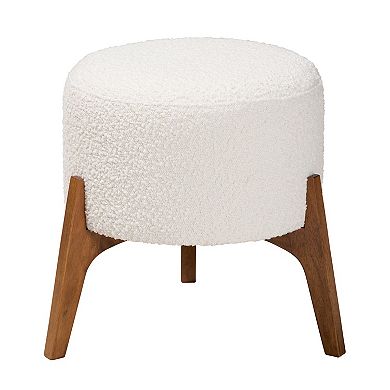 Baxton Studio Elkie Round Upholstered Ottoman Footstool