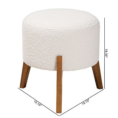 Baxton Studio Elkie Round Upholstered Ottoman Footstool