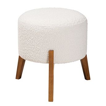 Baxton Studio Elkie Round Upholstered Ottoman Footstool