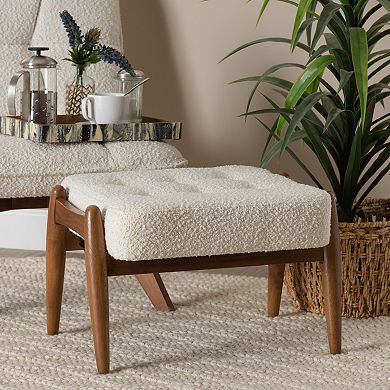 Baxton Studio Jeanine Ottoman Footstool with Upholstered Cushion