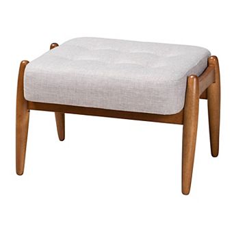 Baxton Studio Jeanine Ottoman Footstool with Upholstered Cushion