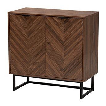 Baxton Studio Sadia Storage Cabinet with Double Doors and Metal Base