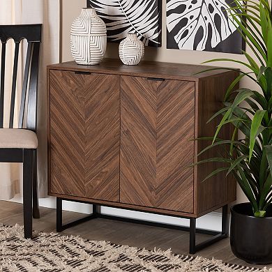 Baxton Studio Sadia Storage Cabinet with Double Doors and Metal Base