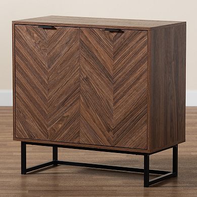 Baxton Studio Sadia Storage Cabinet with Double Doors and Metal Base