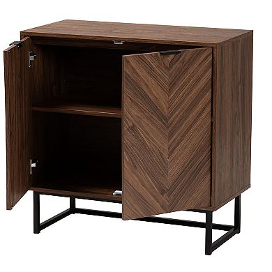 Baxton Studio Sadia Storage Cabinet with Double Doors and Metal Base