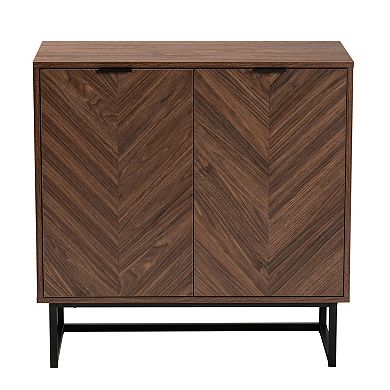 Baxton Studio Sadia Storage Cabinet with Double Doors and Metal Base