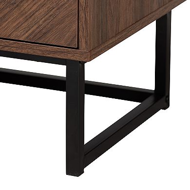 Baxton Studio Sadia Storage Cabinet with Double Doors and Metal Base
