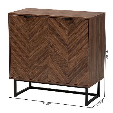 Baxton Studio Sadia Storage Cabinet with Double Doors and Metal Base