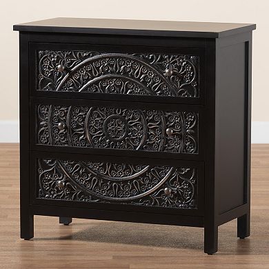 Baxton Studio Yelena 3-Drawer Storage Cabinet