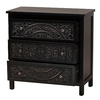 Baxton Studio Yelena 3-Drawer Storage Cabinet