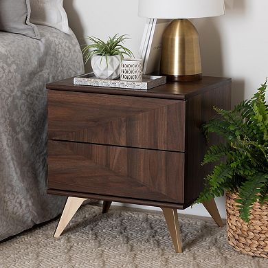Baxton Studio Graceland 2-Drawer Nightstand
