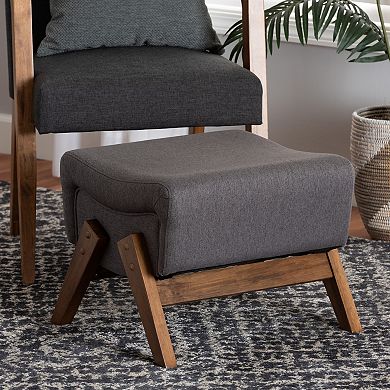 Baxton Studio Upholstered Ottoman with Wooden Legs