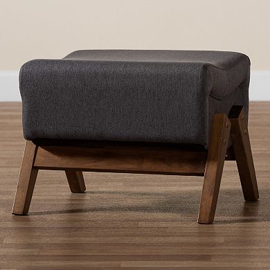 Baxton Studio Upholstered Ottoman with Wooden Legs