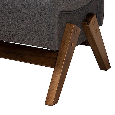 Baxton Studio Upholstered Ottoman with Wooden Legs