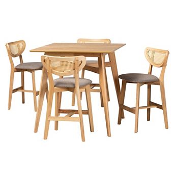 Baxton Studio Dannell 5 pc Pub Set with Cushioned Seats
