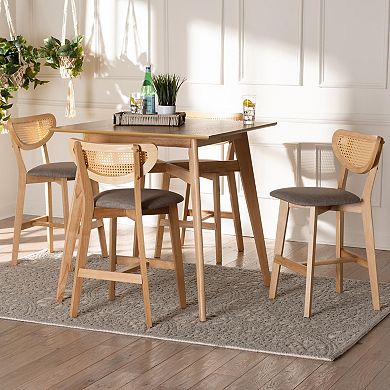 Baxton Studio Dannell 5-Piece Pub Set with Cushioned Seats