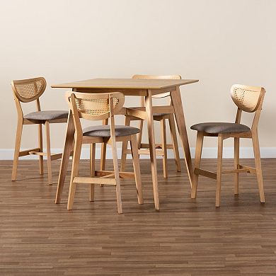 Baxton Studio Dannell 5-Piece Pub Set with Cushioned Seats