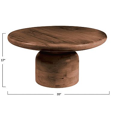 Hello Honey Round Mango Wood Coffee Table with Stacked End Grain Base