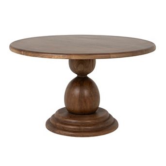 Hello Honey Round Mango Wood Bulbed Pedestal Coffee Table