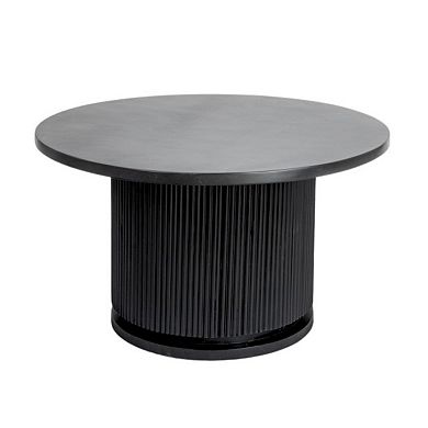 Hello Honey Round Mango Wood Pedestal Coffee Table with Ribbed Base