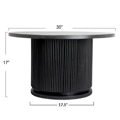 Hello Honey Round Mango Wood Pedestal Coffee Table with Ribbed Base