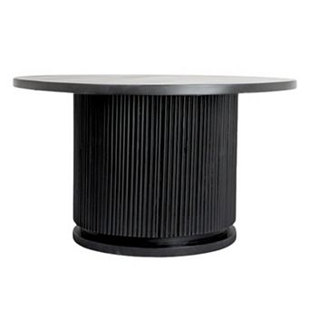 Hello Honey Round Mango Wood Pedestal Coffee Table with Ribbed Base