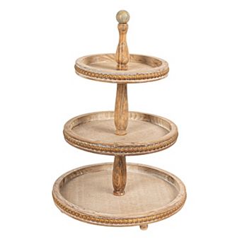 Hello Honey Round 3 tier Decorative Wood Tray