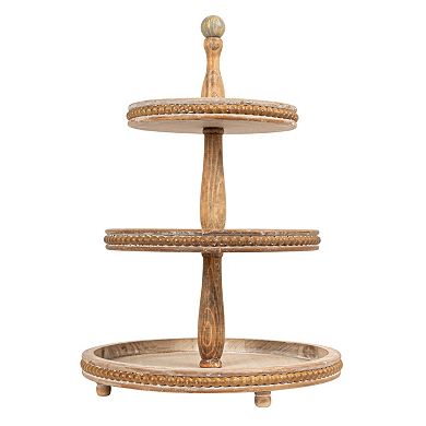 Hello Honey Round 3-Tier Decorative Wood Tray