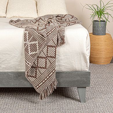 Hello Honey Soft Recycled Cotton Blend Throw with Diamond Pattern