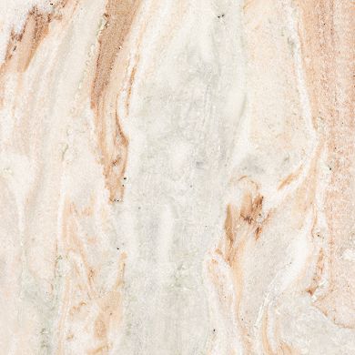 Hello Honey Round Mango Wood Fluted Side Table with Marble Top, Black Finish