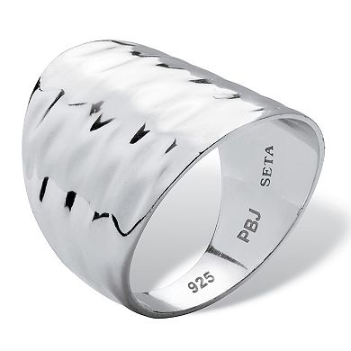 .925 Sterling Silver Hammered-Style Band Ring