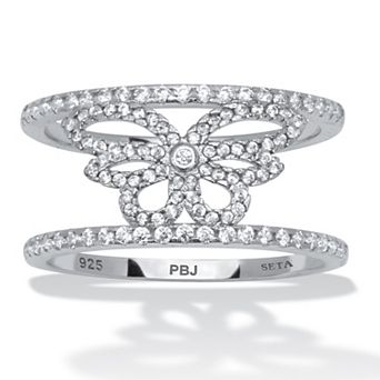 0.46 TCW Round Cubic Zirconia Sterling Silver Butterfly Ring