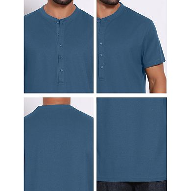 2 Packs Men's Henley Shirt Breathable Short Sleeve Button Down T-Shirts