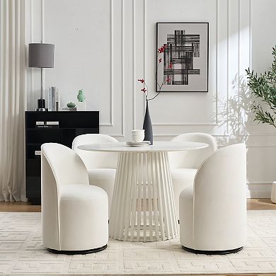 HomeRoots Velvet Swivel Dining Arm Chair