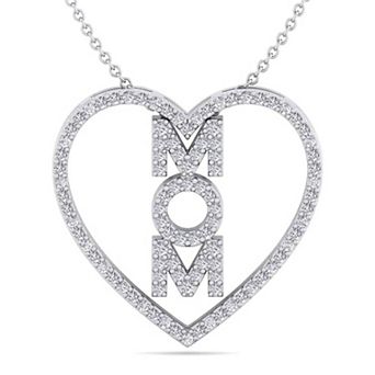 Belinda Jewelz Sterling Silver Diamond MOM Heart Pendant Necklace