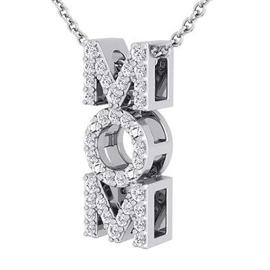 Belinda Jewelz Sterling Silver Diamond MOM Heart Pendant Necklace